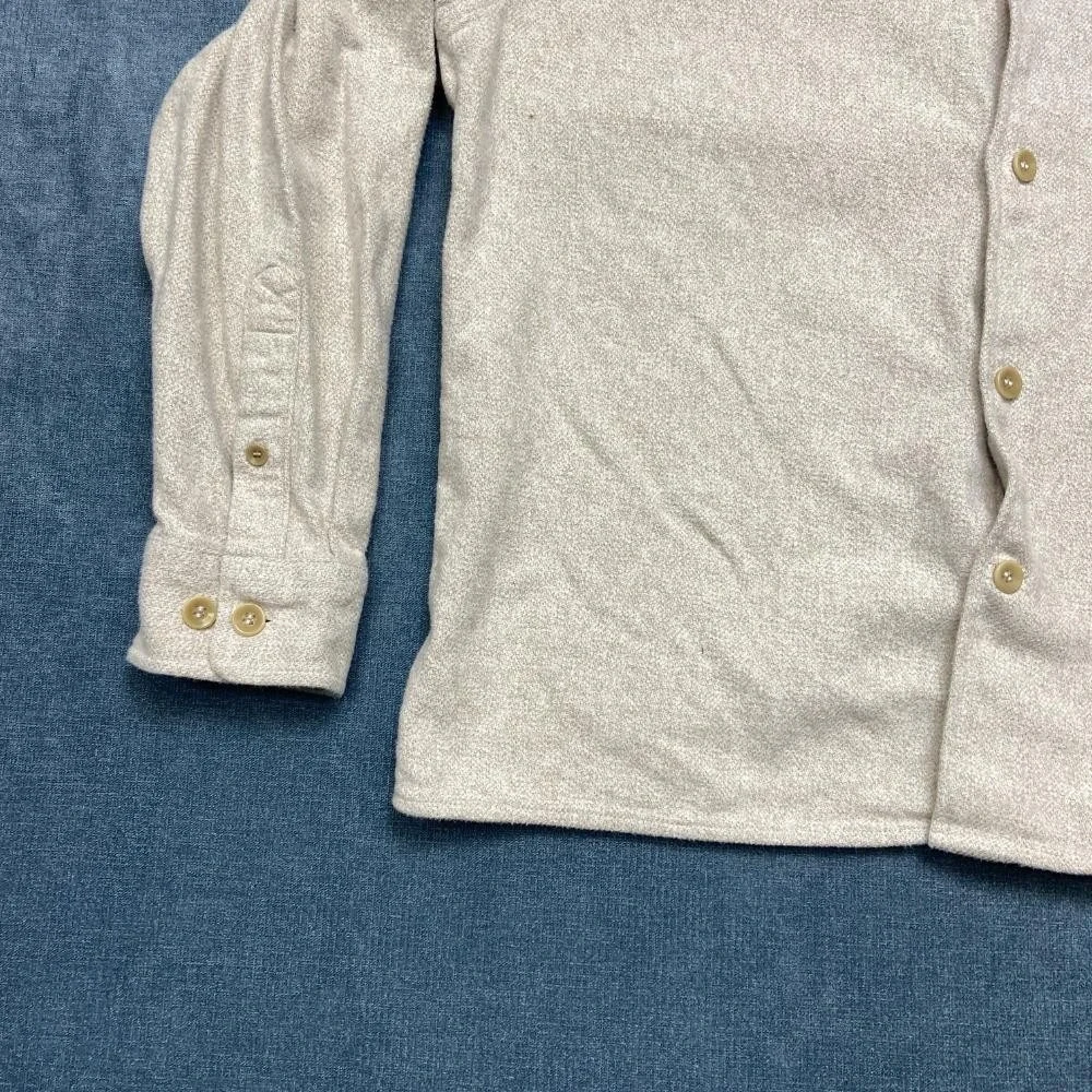 Banana Republic Flannel Shirt Mens Large Cream Cotton Relaxed Fit Button Up